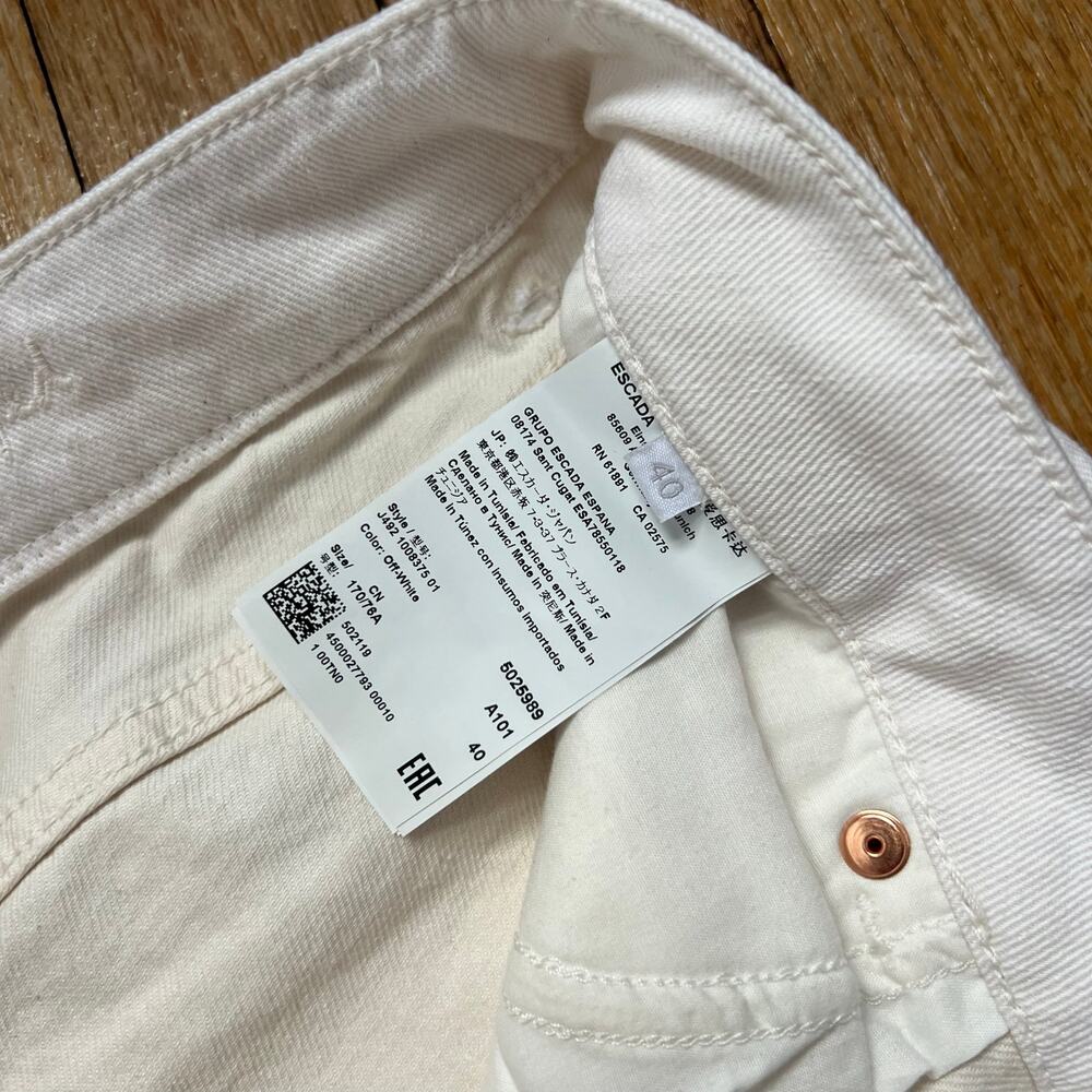 Escada Sport Cropped Skinny Jeans Off White Stretch Mid-Rise Women's Size 40 30" - Picture 9 of 9
